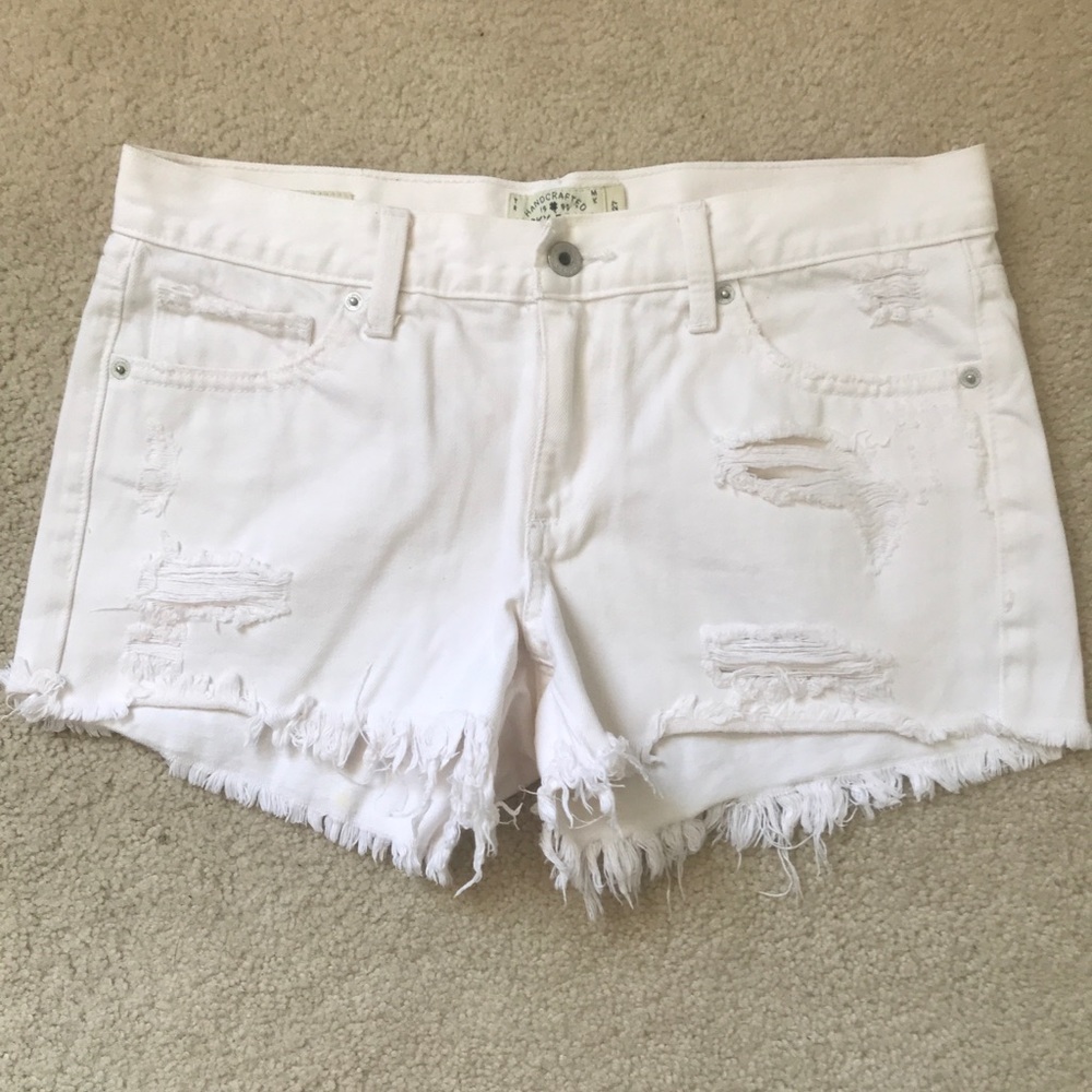 Lucky brand distressed white jean shorts